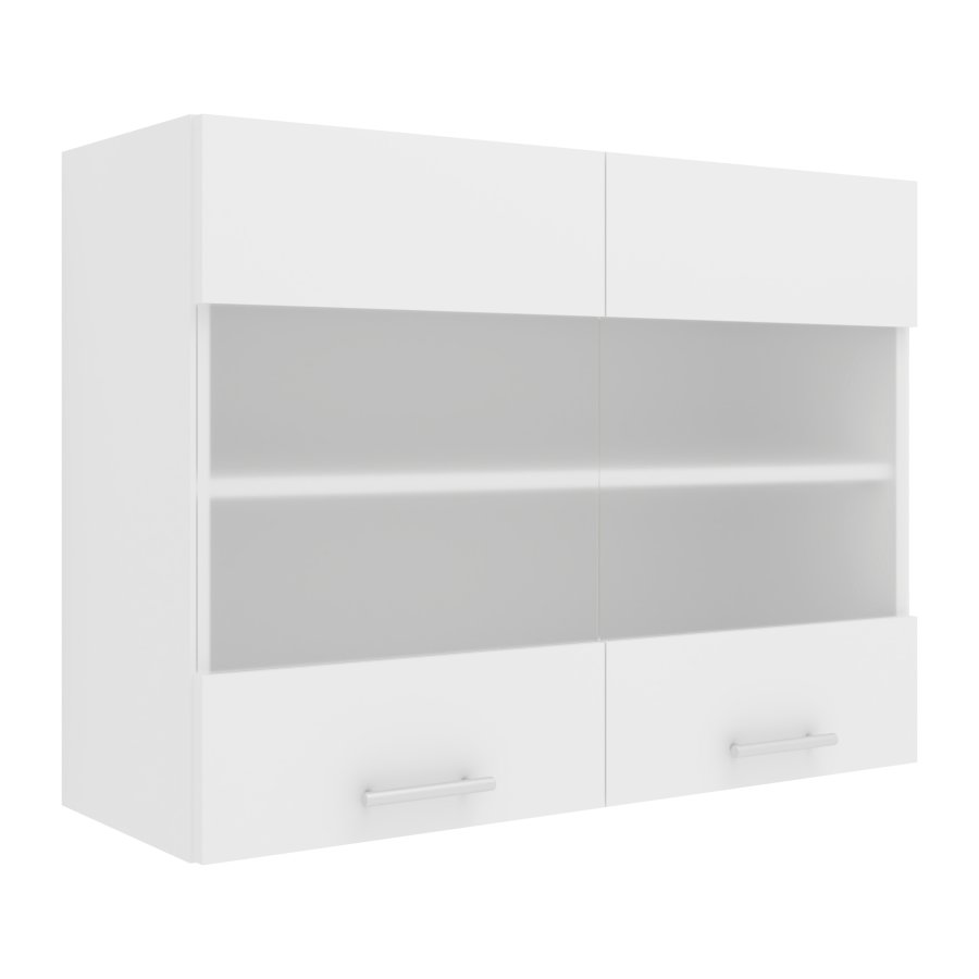 VCM NORDIC Esilo Küchen-Hängeschrank, m. 2 Glastüren und 1 Einlegeboden - Holz weiß