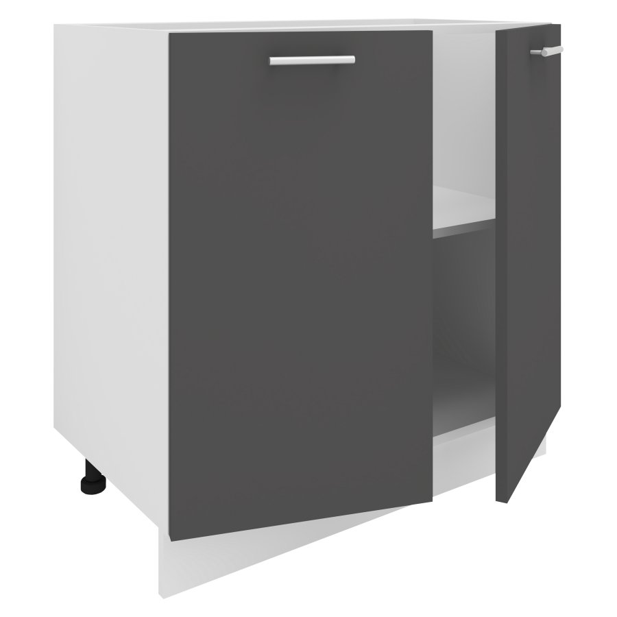 VCM NORDIC Esilo 80 Küchenschrank, m. 2 Türen und 1 Regal - weißes und anthrazitgraues Holz