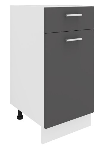 VCM NORDIC Esilo Küchenschrank, m. 1 Tür, 1 Schublade, 1 Regal - Holz weiß und anthrazitgrau