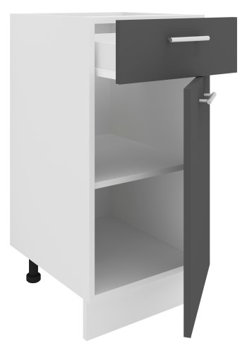 VCM NORDIC Esilo Küchenschrank, m. 1 Tür, 1 Schublade, 1 Regal - Holz weiß und anthrazitgrau