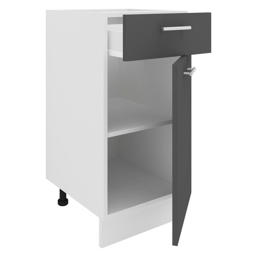 VCM NORDIC Esilo Küchenschrank, m. 1 Tür, 1 Schublade, 1 Regal - Holz weiß und anthrazitgrau