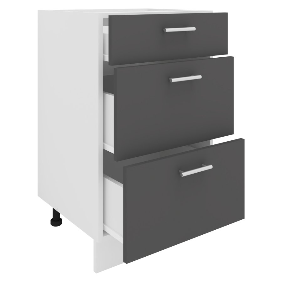 VCM NORDIC Esilo kjkkenskap, m. 3 skuffer - hvit og antrasittgr tre