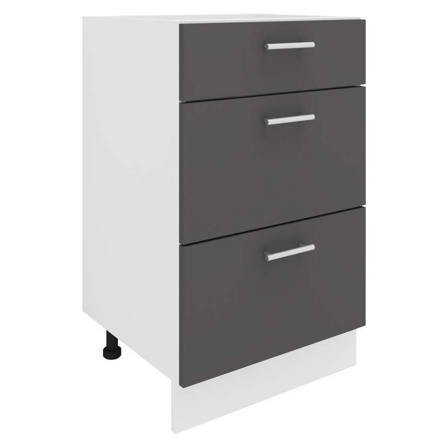 VCM NORDIC Esilo kjkkenskap, m. 3 skuffer - hvit og antrasittgr tre