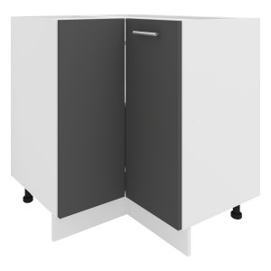 VCM NORDIC Esilo kkken hjrneskab, m. 1 lge og 1 hylde - hvid og antracitgr tr