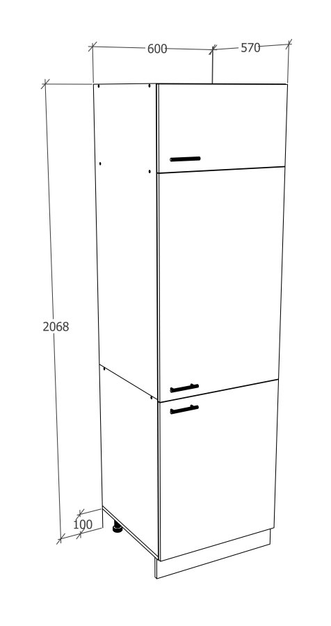 VCM NORDIC Esilo kjkken hyskap, m. 3 drer og 4 hyller - hvit og naturlig tre