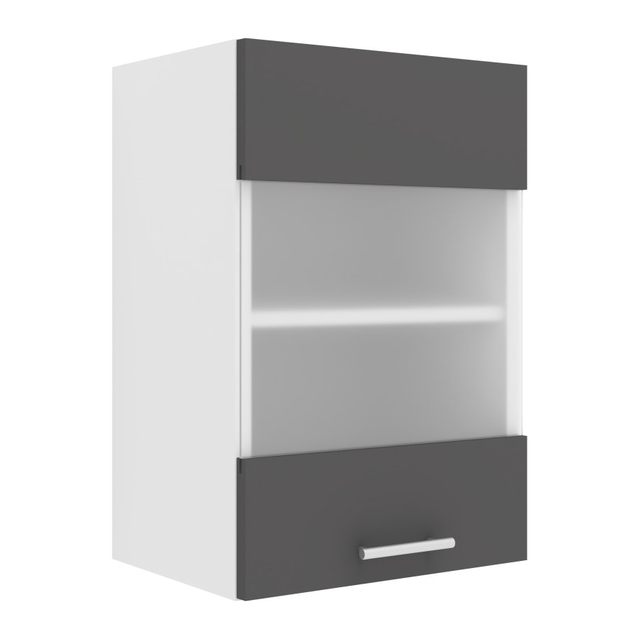 VCM NORDIC Esilo 1 kjkken overskap, m. 1 glassdr og 1 hylle - hvit og antrasittgr tre