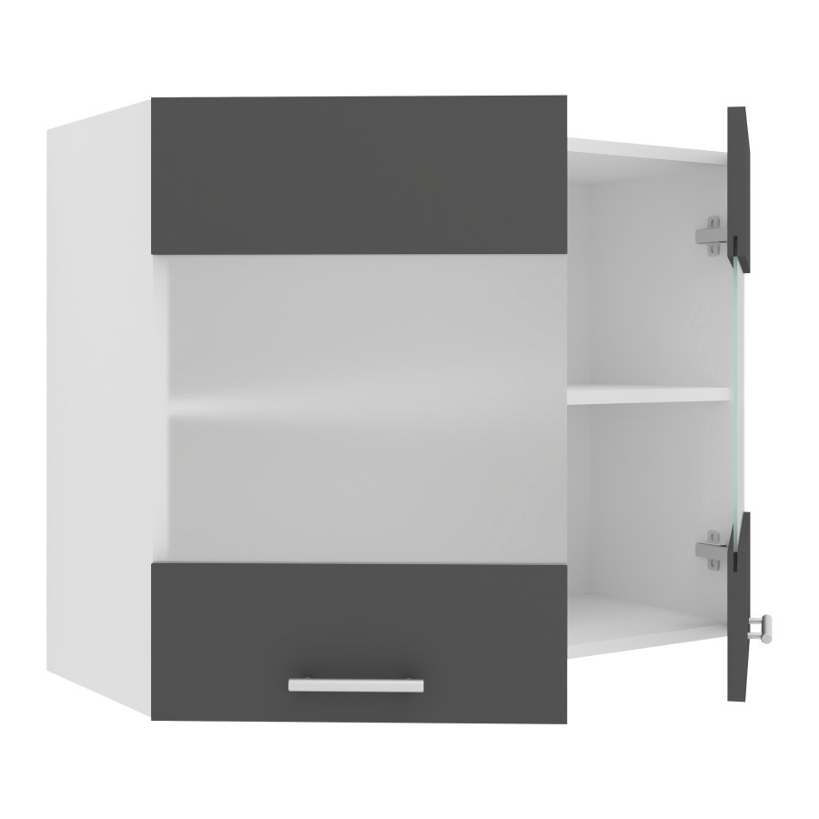 VCM NORDIC Esilo kjkkenveggskap, m. 2 glassdrer og 1 hylle - hvit og antrasittgr tre