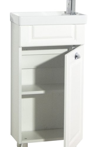 VCM NORDIC Casalo M 2-teiliger Gästewaschtisch, m. Waschbecken, 1 Tür, 1 Ablage - Keramik und weißes Holz