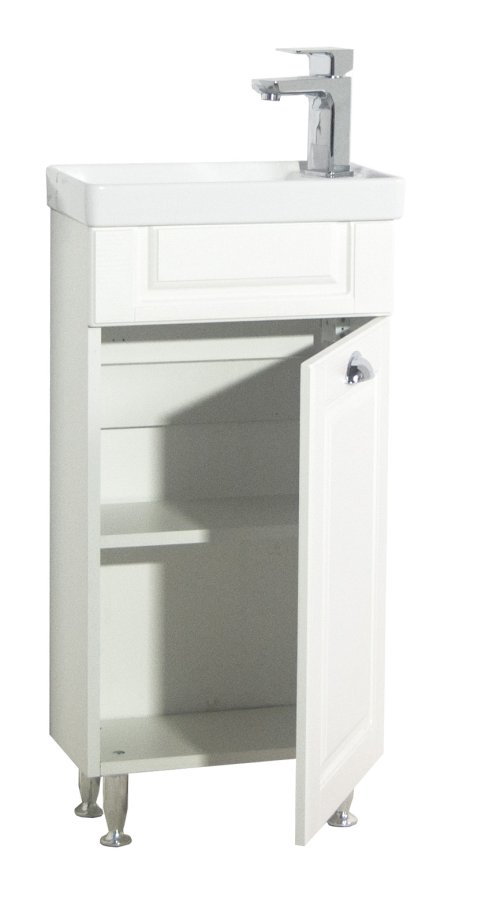 VCM NORDIC Casalo M 2-teiliger Gästewaschtisch, m. Waschbecken, 1 Tür, 1 Ablage - Keramik und weißes Holz