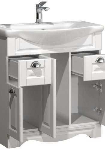 VCM NORDIC Casalo XL Spüle 2-teilig, mit Keramikwaschbecken, 3 Türen, 2 Schubladen - Melamin weiß