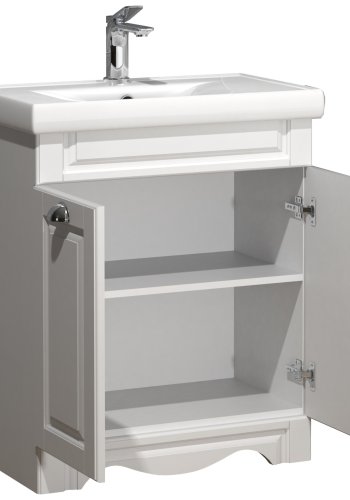 VCM NORDIC Casalo L Spüle 2-teilig, mit Keramikwaschbecken, 2 Türen, 1 Ablage - Melamin weiß