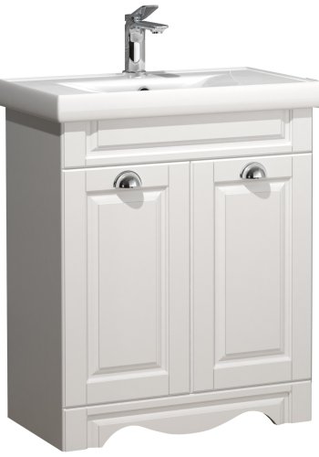 VCM NORDIC Casalo L Spüle 2-teilig, mit Keramikwaschbecken, 2 Türen, 1 Ablage - Melamin weiß