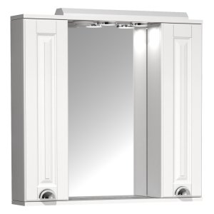 VCM NORDIC Casalo XL badevrelse spejlskab, m. lys, 2 lger, 4 hylder - spejlglas og hvid tr (75cm)