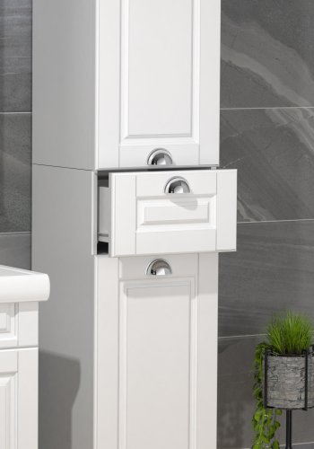 VCM NORDIC Casalo Badezimmer-Hochschrank, m. 2 Türen, 2 Einlegeböden, 1 Schublade – Holz weiß