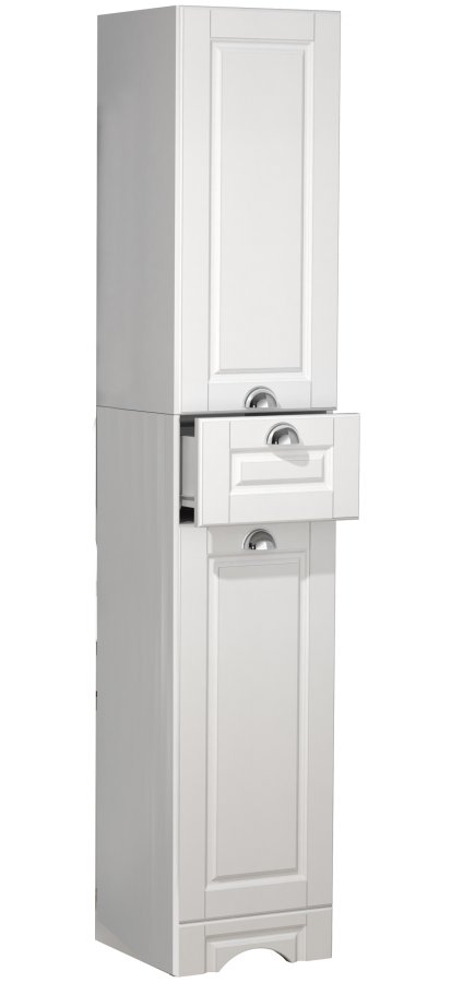 VCM NORDIC Casalo Badezimmer-Hochschrank, m. 2 Türen, 2 Einlegeböden, 1 Schublade – Holz weiß