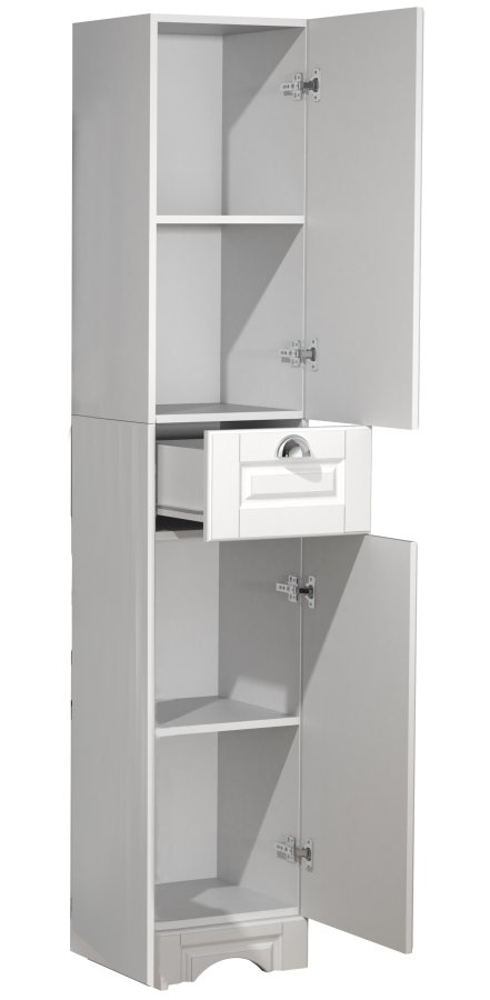 VCM NORDIC Casalo Badezimmer-Hochschrank, m. 2 Türen, 2 Einlegeböden, 1 Schublade – Holz weiß