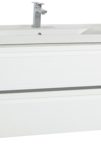 VCM NORDIC Silora XL 2-delt servant, med keramisk servant, 2 skuffer - hvit melamin