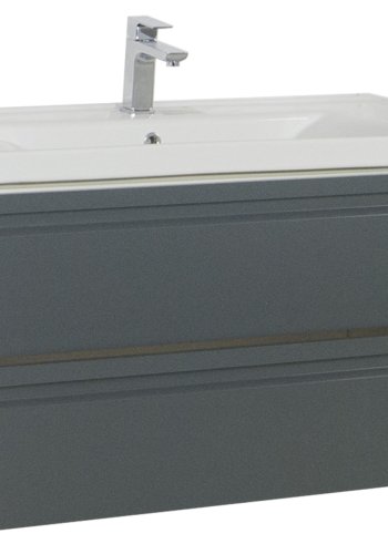 VCM NORDIC Silora XL 2-delt vask, m. keramisk vask, 2 skuffer - antrasittgr melamin