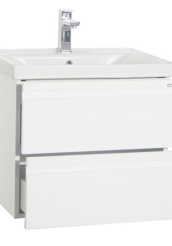 VCM NORDIC Silora L 2-teilige Spüle, mit Keramikwaschbecken, 2 Schubladen - Melamin weiß