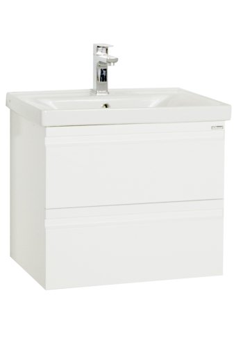 VCM NORDIC Silora L 2-teilige Spüle, mit Keramikwaschbecken, 2 Schubladen - Melamin weiß