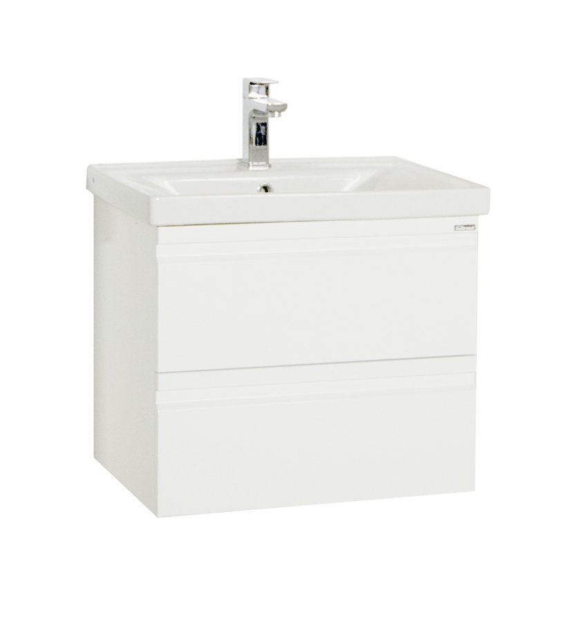 VCM NORDIC Silora L 2-teilige Spüle, mit Keramikwaschbecken, 2 Schubladen - Melamin weiß