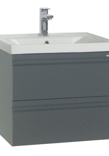 VCM NORDIC Silora L 2-delt vask, m. keramisk vask, 2 skuffer - antrasittgr melamin