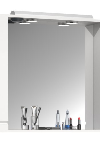 VCM NORDIC Silora XL Badezimmer-Spiegelschrank, mit Licht, 2 Türen, 4 Einlegeböden - Spiegelglas und weißes Holz 100cm