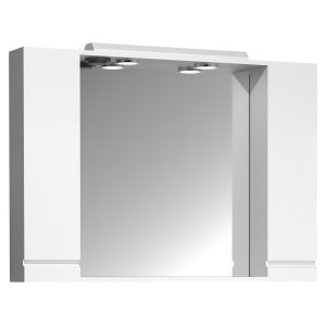 VCM NORDIC Silora XL badevrelse spejlskab, m. lys, 2 lger, 4 hylder - spejlglas og hvid tr 100cm