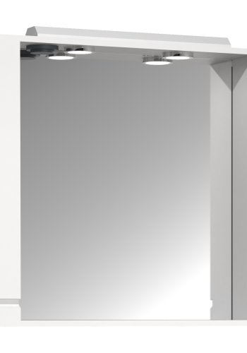 VCM NORDIC Silora XL Badezimmer-Spiegelschrank, mit Licht, 2 Türen, 4 Einlegeböden - Spiegelglas und weißes Holz 100cm