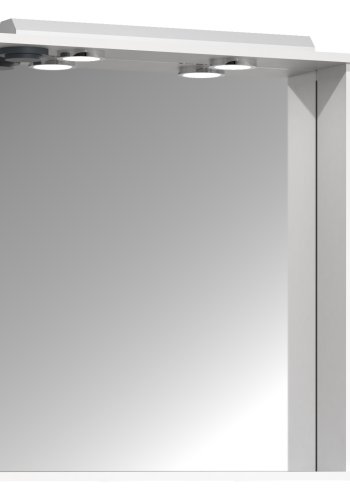 VCM NORDIC Silora XL Badezimmer-Spiegelschrank, mit Licht, 2 Türen, 4 Einlegeböden - Spiegelglas und weißes Holz 100cm