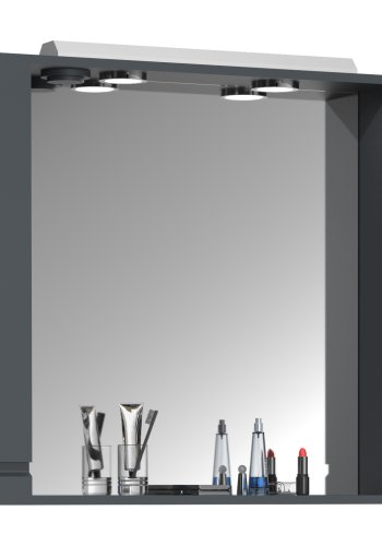 VCM NORDIC Silora XL Badezimmer-Spiegelschrank, mit Licht, 2 Türen, 4 Einlegeböden - Holz anthrazitgrau 100cm