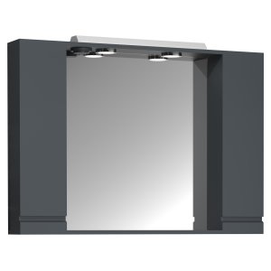 VCM NORDIC Silora XL badevrelse spejlskab, m. lys, 2 lger, 4 hylder - antracitgr tr 100cm