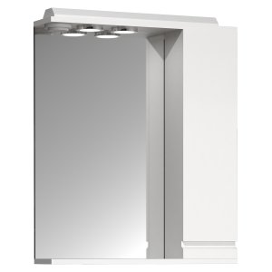 VCM NORDIC Silora L badevrelse spejlskab, m. lys, 1 lge, 2 hylder - spejlglas og hvid tr 60 cm