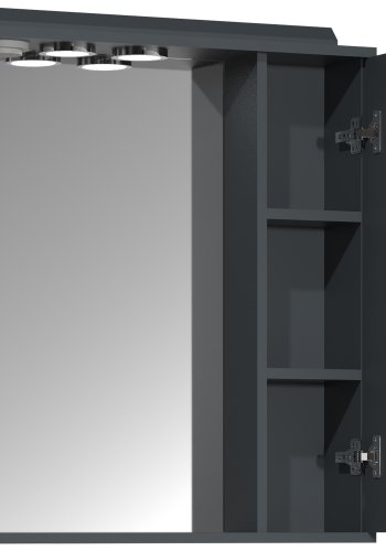 VCM NORDIC Silora L baderomsspeilskap, m. lys, 1 dr, 2 hyller - antrasittgr tre 60cm