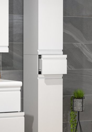 VCM NORDIC Silora baderom hyskap, m. 2 drer, 2 hyller, 1 skuff - hvitt tre