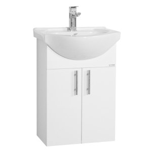 VCM NORDIC Lisalo M 2-delat tvättställ, med keramiskt tvättställ, 2 dörrar - vit melamin