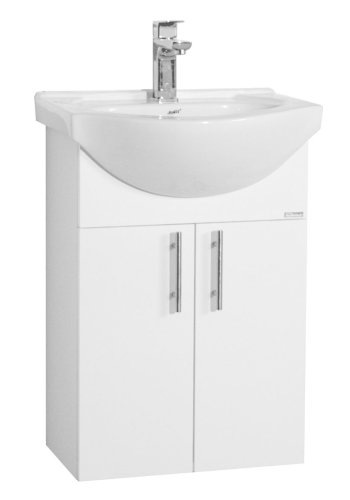 VCM NORDIC Lisalo M 2-teilige Spüle, mit Keramikwaschbecken, 2 Türen - Melamin weiß