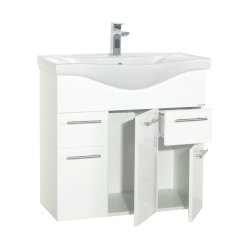 Lisalo XL 2-delt vaskeplads, m. keramik hndvask, 3 lger, 2 skuffer - hvid melamin