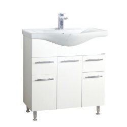 Lisalo XL 2-delt vaskeplads, m. keramik hndvask, 3 lger, 2 skuffer - hvid melamin