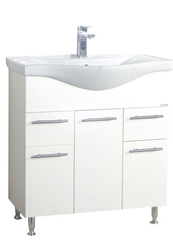 VCM NORDIC Lisalo XL Sple 2-teilig, mit Keramikwaschbecken, 3 Tren, 2 Schubladen - Melamin wei