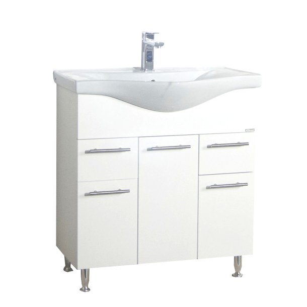 Lisalo XL 2-delt vaskeplads, m. keramik hndvask, 3 lger, 2 skuffer - hvid melamin