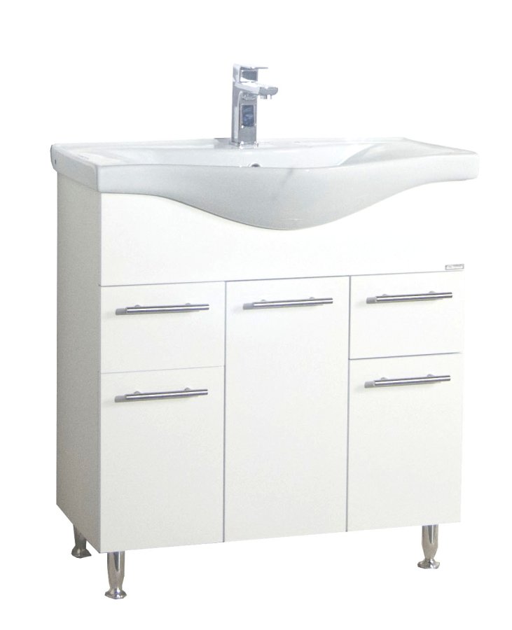 VCM NORDIC Lisalo XL Sple 2-teilig, mit Keramikwaschbecken, 3 Tren, 2 Schubladen - Melamin wei