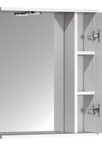 VCM NORDIC Lisalo M baderomsspeilskap, m. lys, 1 dr, 2 hyller - speilglass og hvitt tre (50cm)