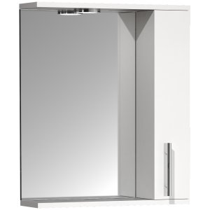 VCM NORDIC Lisalo M badevrelse spejlskab, m. lys, 1 lge, 2 hylder - spejlglas og hvid tr (50cm)