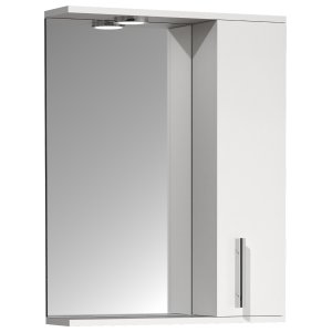 VCM NORDIC Lisalo L badevrelse spejlskab, m. lys, 1 lge, 2 hylder - spejlglas og hvid tr (55cm)