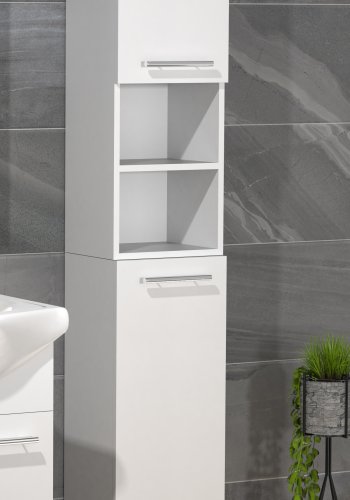 VCM NORDIC Lisalo baderom hyskap, m. 2 drer, 4 hyller, 2 pne omrder - hvitt tre