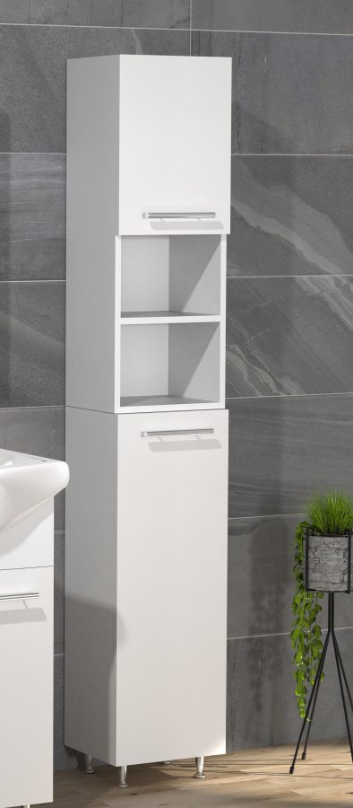 VCM NORDIC Lisalo baderom hyskap, m. 2 drer, 4 hyller, 2 pne omrder - hvitt tre