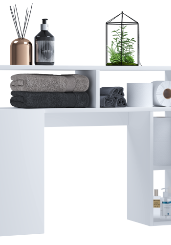 VCM NORDIC Tinoli toalett veggskap, m. 2 drer, 2 hyller, 2 pne omrder - hvitt tre