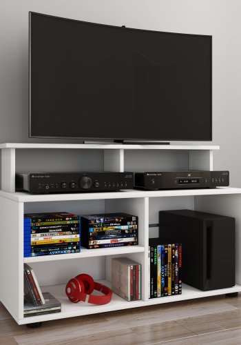 VCM NORDIC Balanisa TV-Tisch, m. 5 offenen Fächern - Holz weiß (90x36)