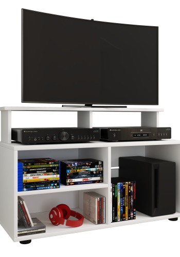 VCM NORDIC Balanisa TV-Tisch, m. 5 offenen Fächern - Holz weiß (90x36)